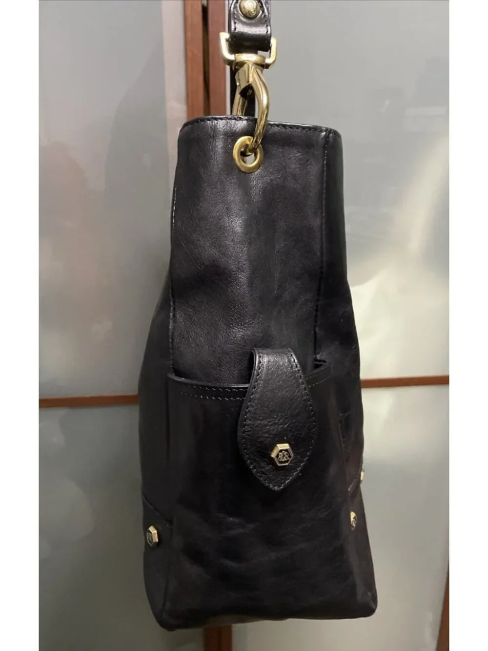 Sergio Cerruti Roma Vintage Large Black Leather Logo Shoulder Hobo Handbag Purse - Picture 3 of 14